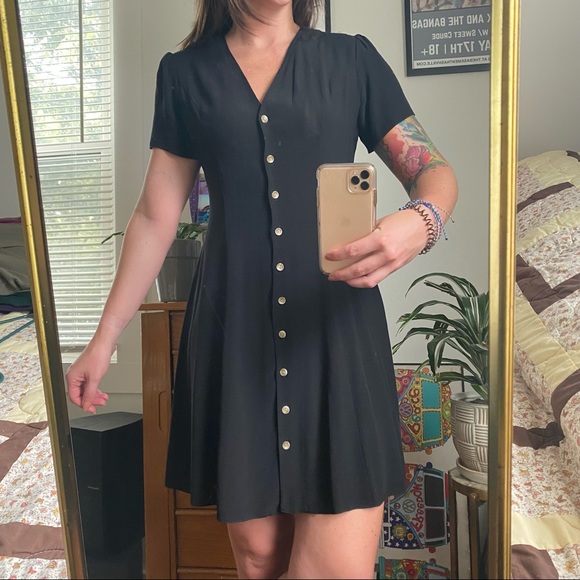 Black button up mini dress - Picture 12 of 12